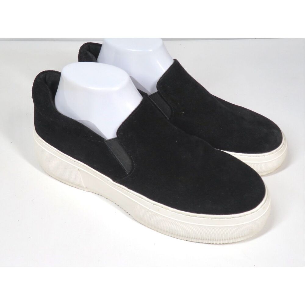 J Slides Dimmi Black Suede Leather White Platform Sneakers Slip On Women Size 9